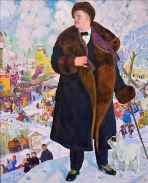  Kustodiev Lienzo - Retrato de Fiodor Chaliapin 1921 Boris Mikhailovich Kustodiev